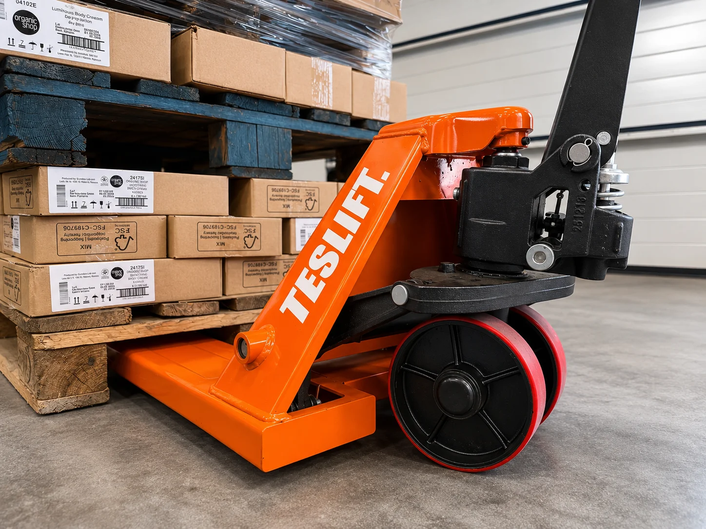 Teslift ručni paletar 3000 kg – 550 × 1150 mm – PU točkići