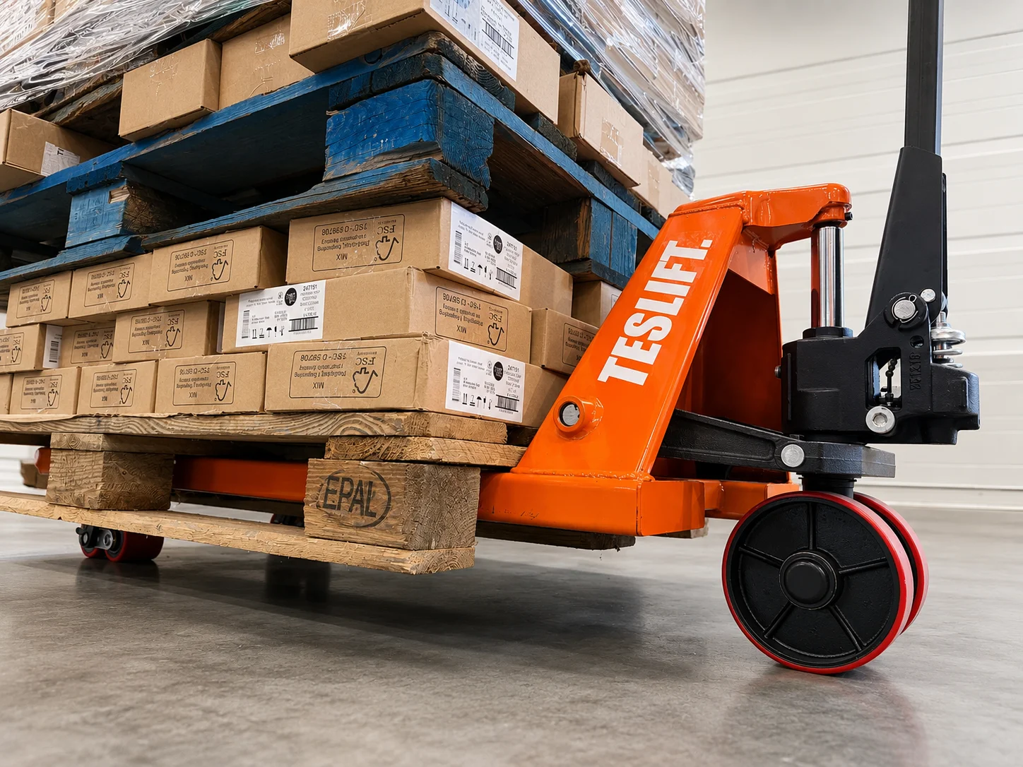 Teslift ručni paletar 3000 kg – 550 × 1150 mm – PU točkići